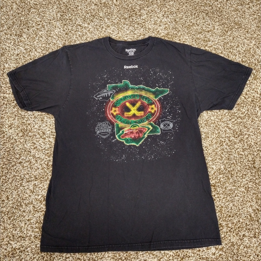 NHL Minnesota Wild Reebok Black 2016 Stadium Series T-Shirt Size Large